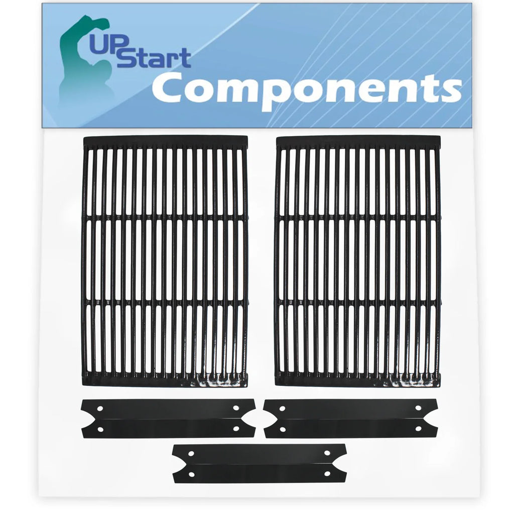 2 BBQ Grill Cooking Grates & 3 Heat Sizehield Plate Tent Replacement Parts for Charmglow 810-6320-B - Compatible Barbeque Porcelain Enameled Cast Iron Grid 19" & Flame Tamer, Flavorizer Bar