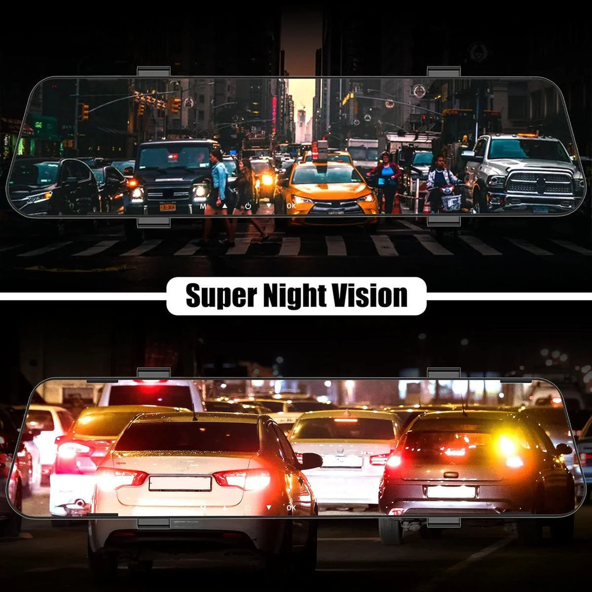 Mirror Dash Cam for Cars,4.5" Rear View Mirror 1080P Front and Rear View Dual Cameras,Sizeuper Night Vision,Parking