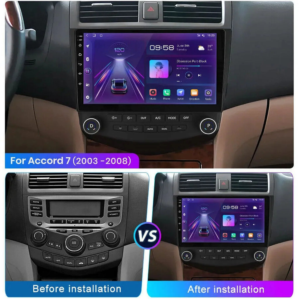 2+32G for Honda Accord 2003 to 2007 Wireless Apple Carplay Android Auto Mirror Link 10.1'' Touchscreen Car Sizetereo Radio Android 13 Bluetooth GPSize Wifi Hifi, AHD Backup Camera