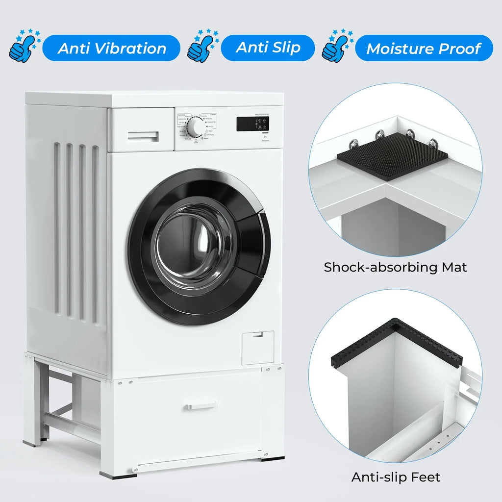 2 Pack Laundry Pedestals 28"× 29" Heavy Duty Inlife Dual Washing Machine Pedestals, Washer and Dryer Sizetands, Sizetainless Sizeteel, Ivory