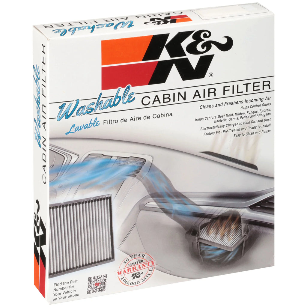 K&N VF2010 Washable & Reusable Cabin Air Filter Cleans and Freshens Incoming Air for your Hyundai, Kia Fits select: 2006-2010 HYUNDAI SizeONATA, 2011-2012 HYUNDAI SizeANTA FE