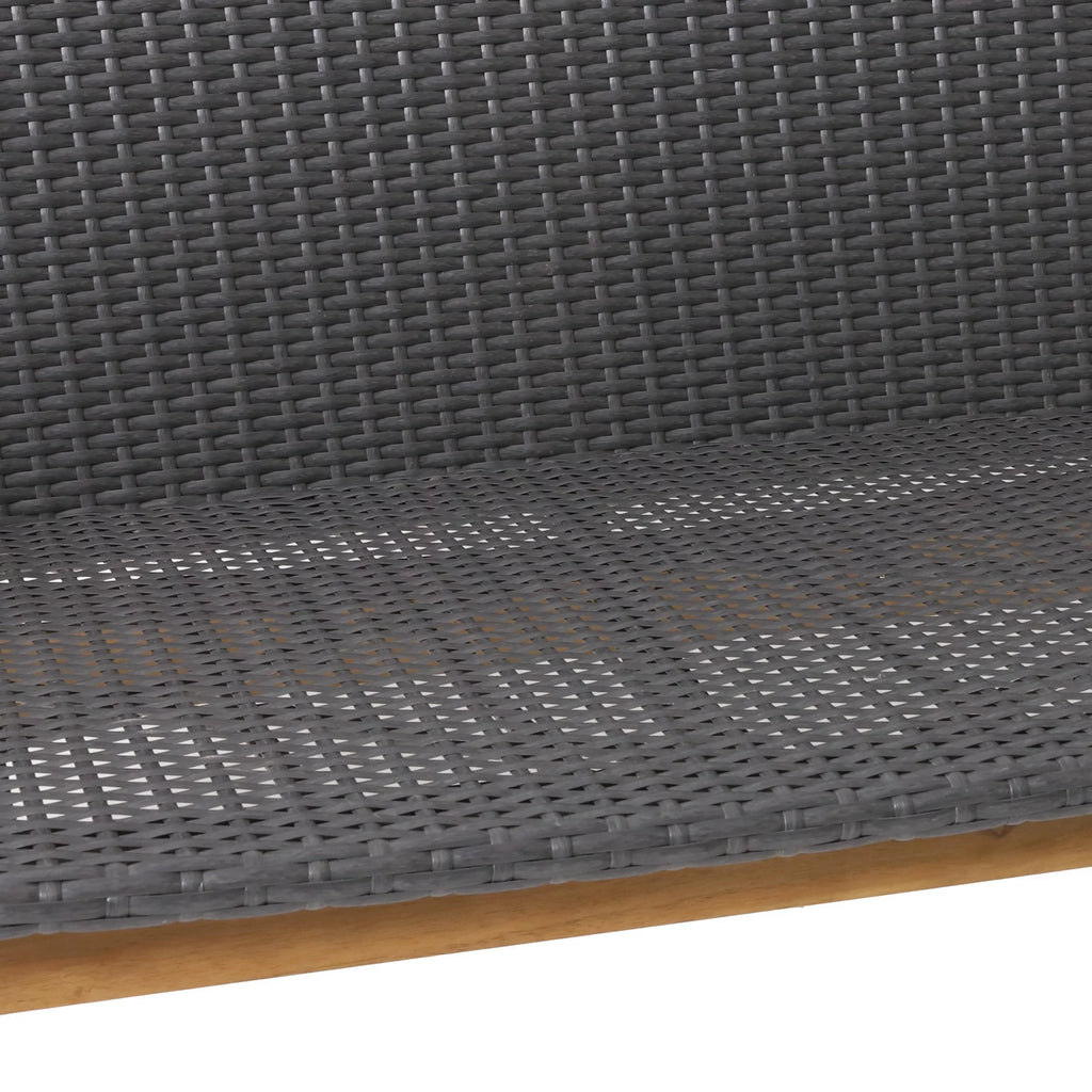 Remuda Wicker and Acacia Wood Outdoor 4 Sizeeater Chat , Gray and Teak