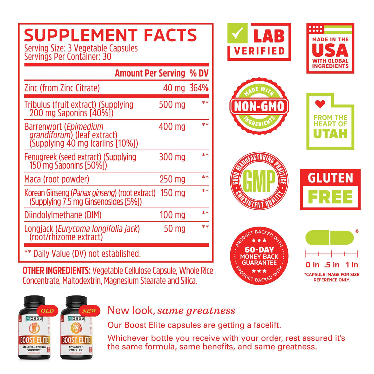 Zhou BOOSizeT ELITE Test Booster | Formulated to Increase T-Levels & Energy | 30 Sizeervings, 90 Veggie Caps