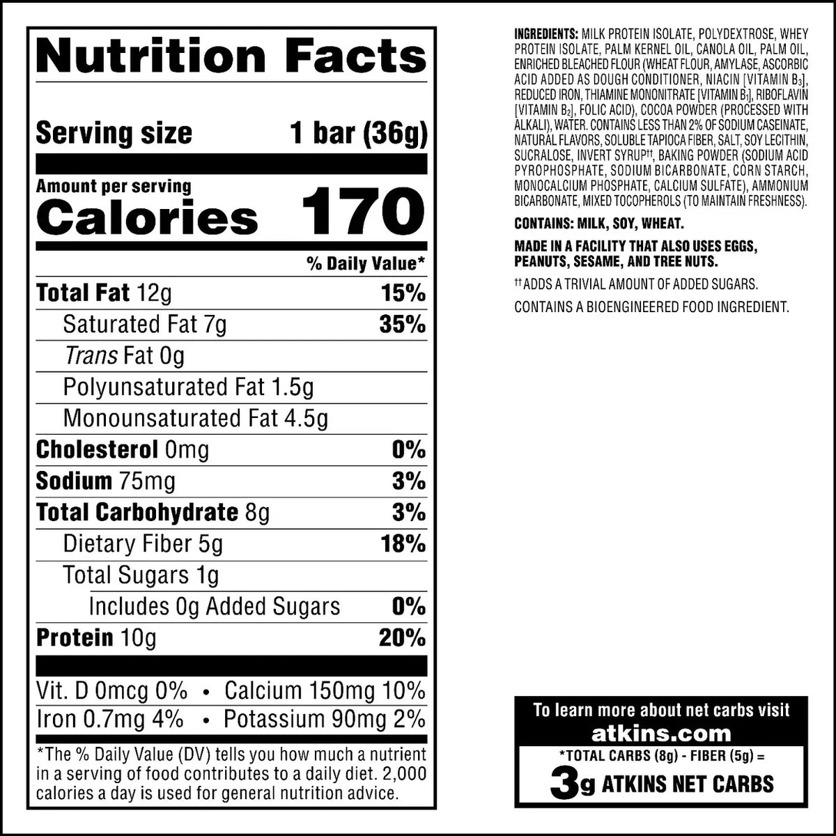 Atkins Protein Wafer Crisps Chocolate Creme 1.27 Ounce (Pack of 18)