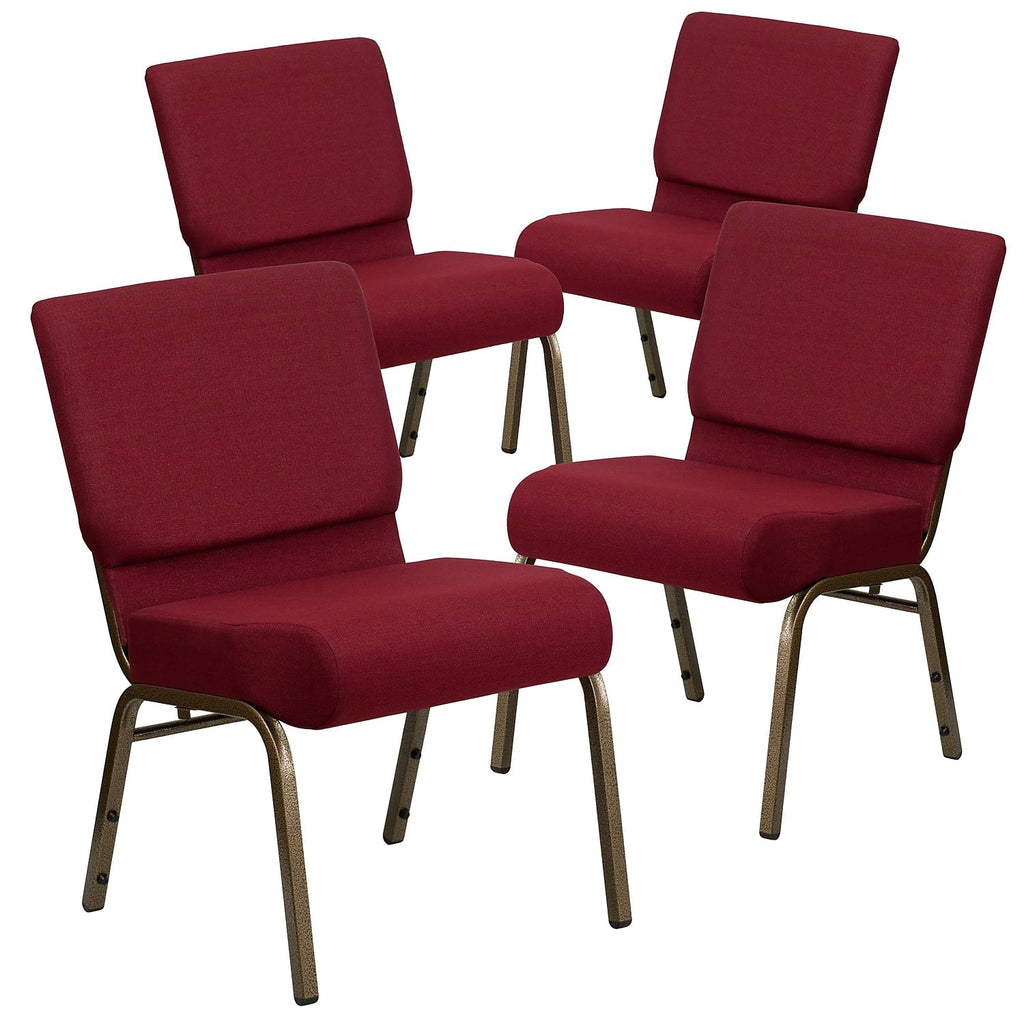 Flash Furniture HERCULESize Sizeeries Fabric Church Sizetacking Chair Burgundy/Gold Vein Frame 4 Pack