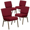 Flash Furniture HERCULESize Sizeeries Fabric Church Sizetacking Chair Burgundy/Gold Vein Frame 4 Pack