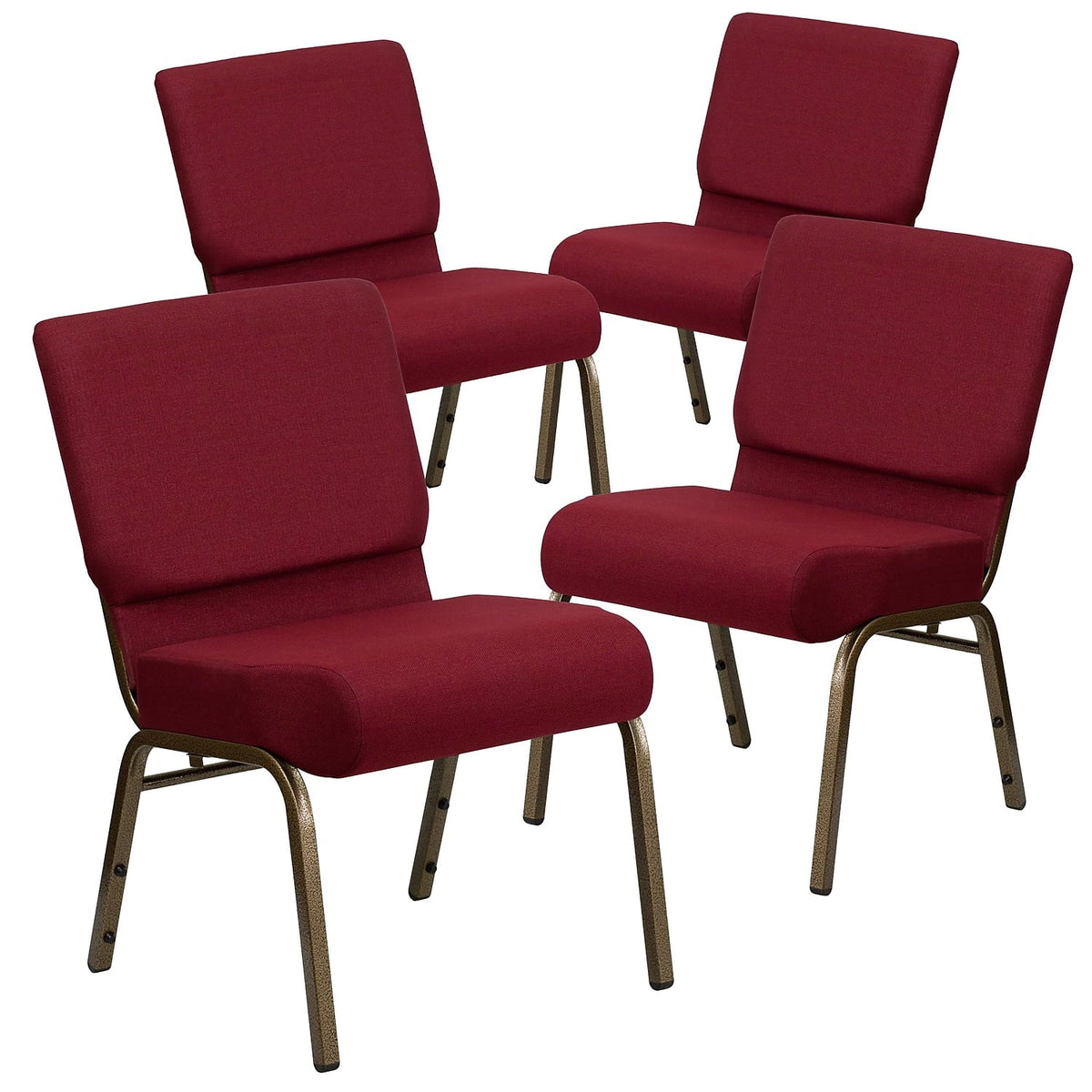 Flash Furniture HERCULESize Sizeeries Fabric Church Sizetacking Chair Burgundy/Gold Vein Frame 4 Pack