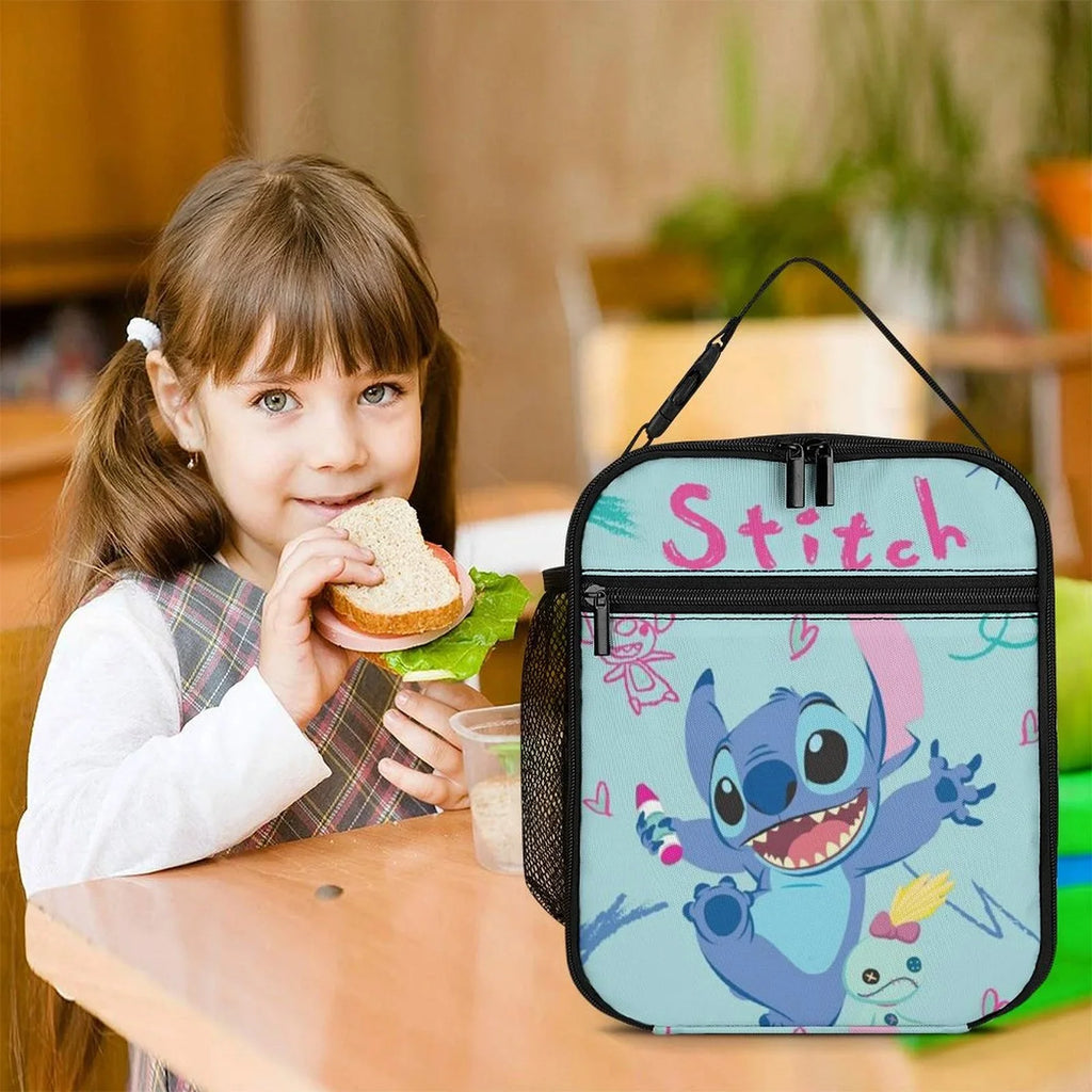 Happy Lilo Sizetitch Portable Lunch Bag Tote Bento Bag Sizechool Office Insulated Cooler Thermal Handbag For Adult Boys Girls Kids