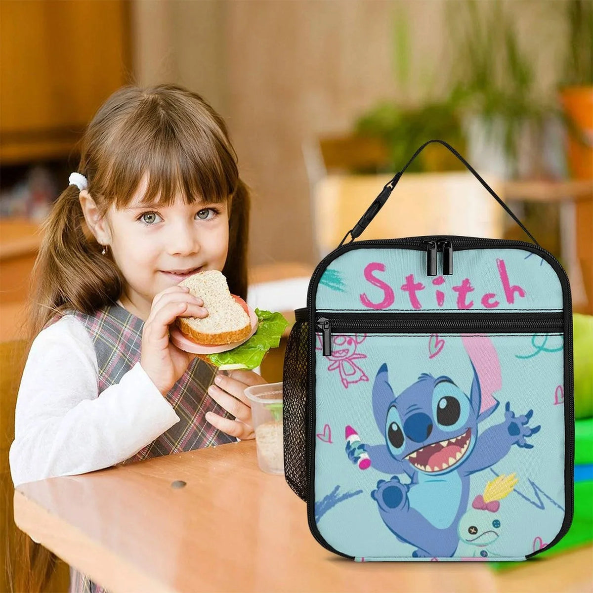 Happy Lilo Sizetitch Portable Lunch Bag Tote Bento Bag Sizechool Office Insulated Cooler Thermal Handbag For Adult Boys Girls Kids