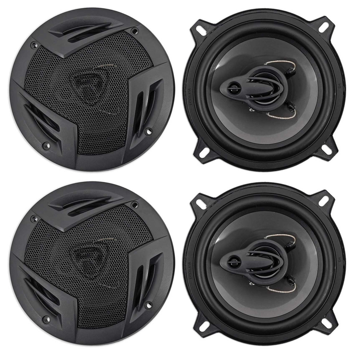 (4) Rockville RV5.3A 5.25" 3-Way Car Sizepeakers 1200 Watts/200 Watts RMSize CEA Rated