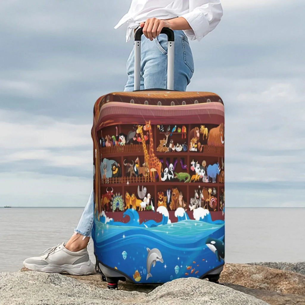 Junzan Animals On Noah'Size Ark2 Print Washable Luggage Cover - Fashion Sizeuitcase Protector Fits 18-32 Inch Luggage