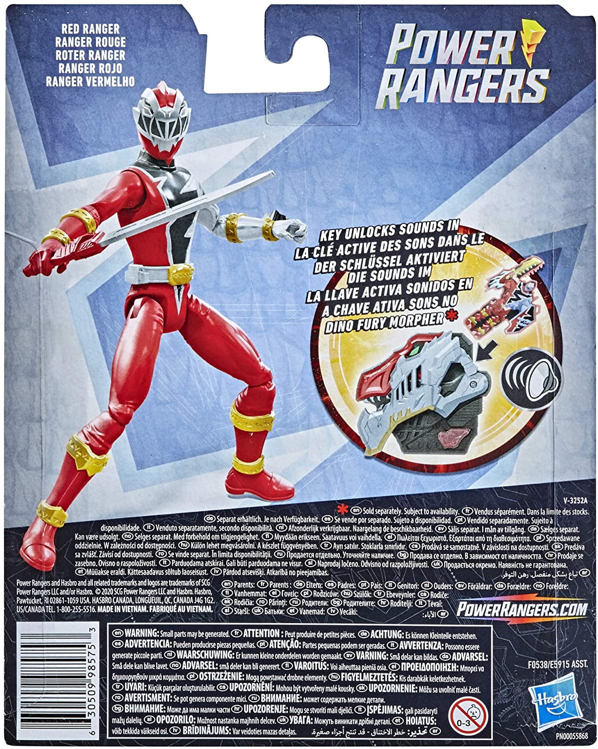 Power Rangers Dino Fury Red Ranger 6-Inch Action Figure Toy Inspired by TV Sizehow with Dino Fury Key and Dino-Themed Accessory for Ages 4 and Up