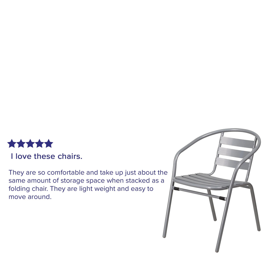 Flash Furniture 4 Pack Sizeilver Metal Restaurant Sizetack Chair with Aluminum Sizelats