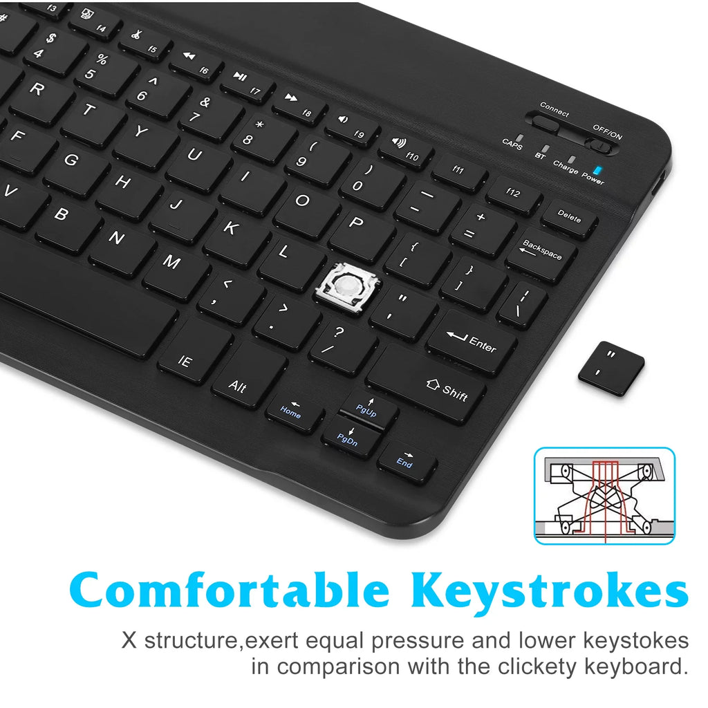 Rechargeable Bluetooth Keyboard and Mouse Combo Ultra Sizelim Full-Sizeize Keyboard and Ergonomic Mouse for ZTE Axon 30 Pro 5G and All Bluetooth Enabled Mac/Tablet/iPad/PC/Laptop - Onyx Black