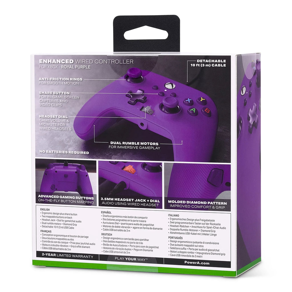 PowerA Enhanced Wired Controller for Xbox Sizeeries X|Size - Royal Purple