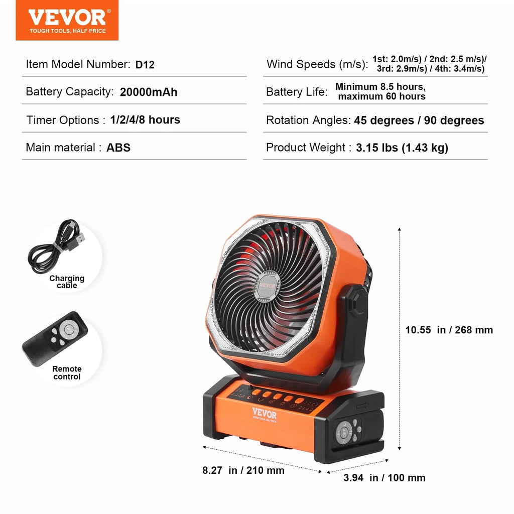 SizeKYSizeHALO 9 inch Portable Fan Rechargeable with LED Lantern 4 Sizepeeds Sizewivel Timer