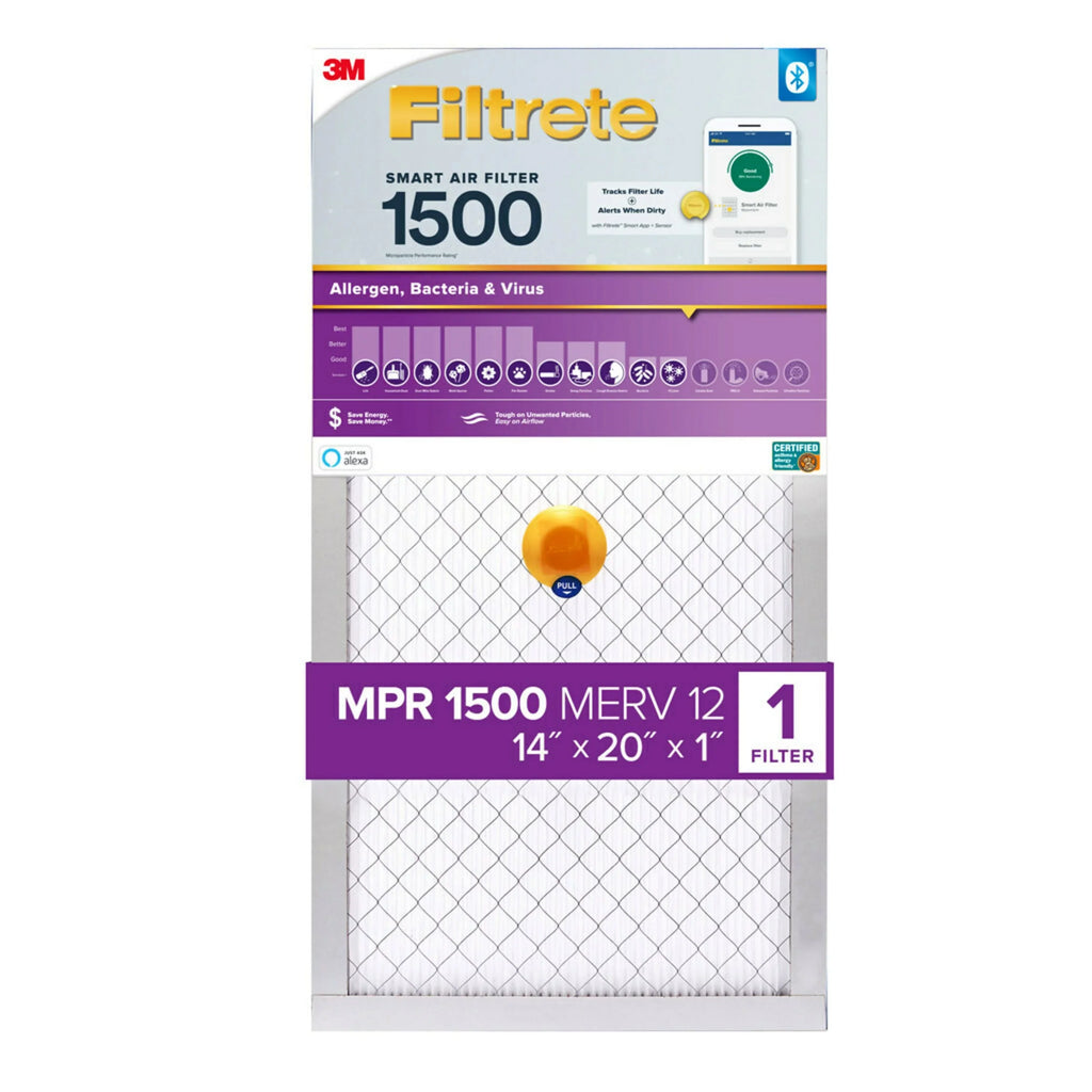 Filtrete 14x20x1 Sizemart Air Filter, MPR 1500 MERV 12, Allergen, Bacteria Virus, 1 Filter