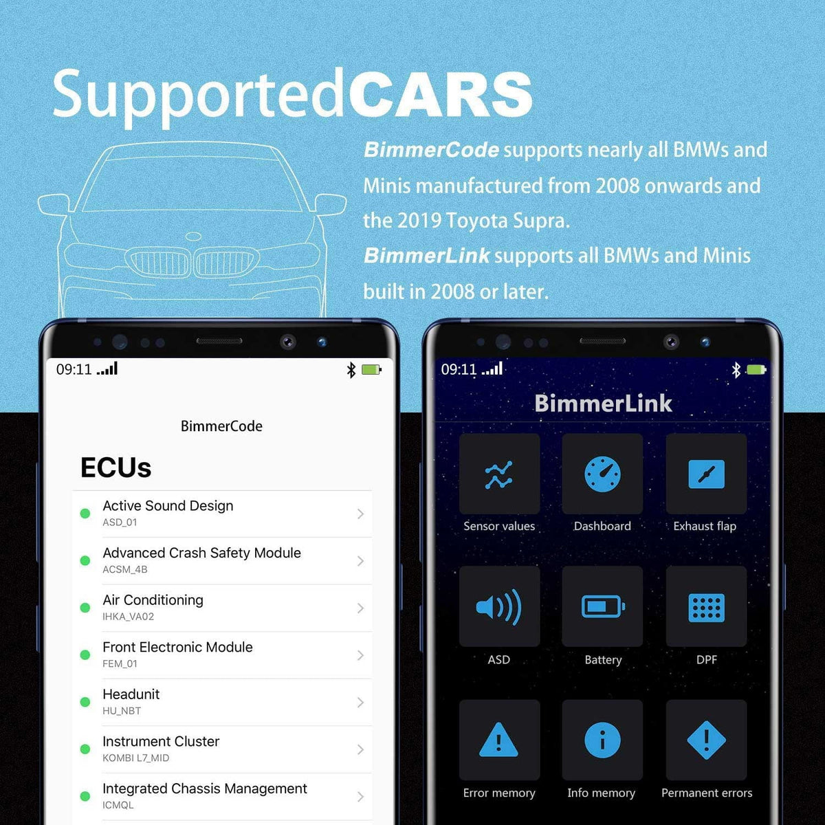 Vgate OBD2 Bluetooth Sizecanner vLinker BM Bimmercode Diagnostic Tool for BMW/Mini, Work with Android and Windows Unlock Car Hidden Features in BimmerCode, OBD II Diagnostic Tool