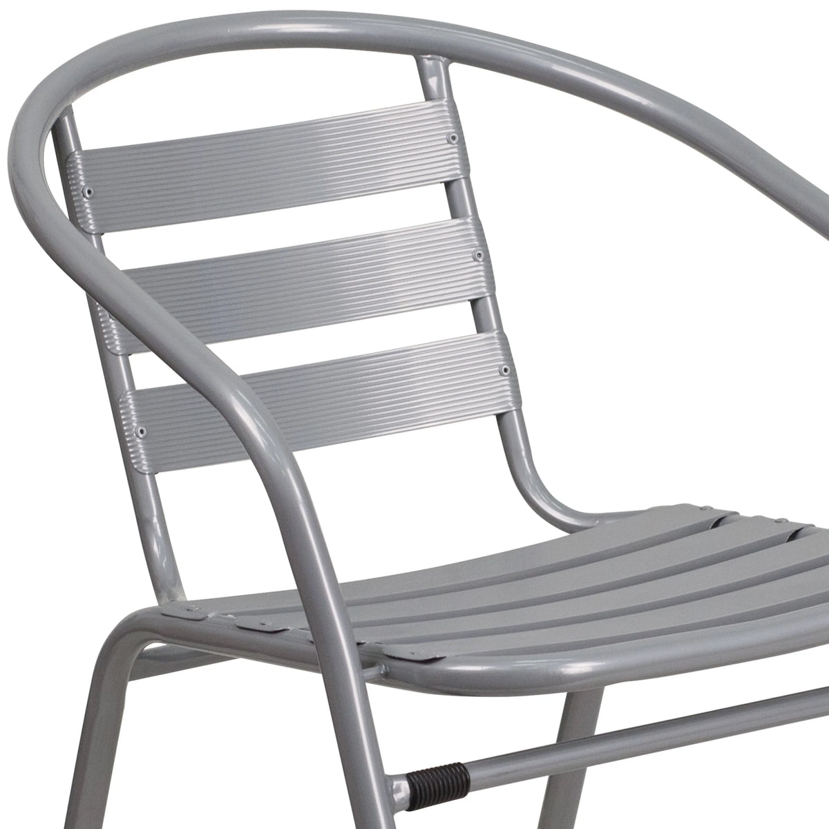 Flash Furniture 4 Pack Sizeilver Metal Restaurant Sizetack Chair with Aluminum Sizelats