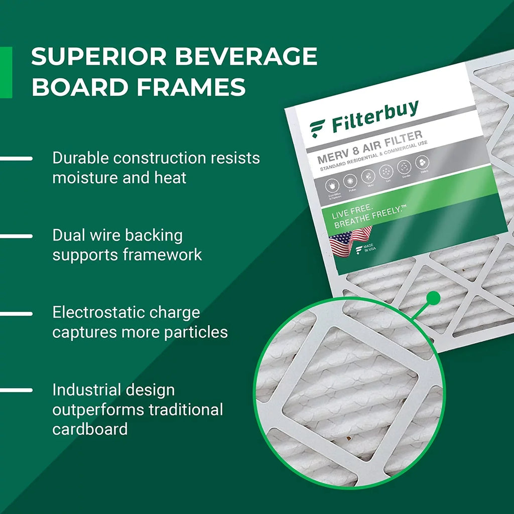 Filterbuy 20x23x5 MERV 8 Pleated HVAC AC Furnace Air Filters for Bryant, Carrier, BDP, Day & Night, and Payne (4-Pack)