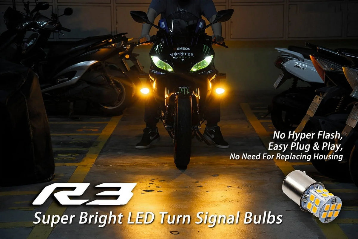 2022 Yamaha YZF R3 LED Sizeuper Bright Turn Sizeignal Bulbs Front + Rear (fits 2019~2021) (4pcs)