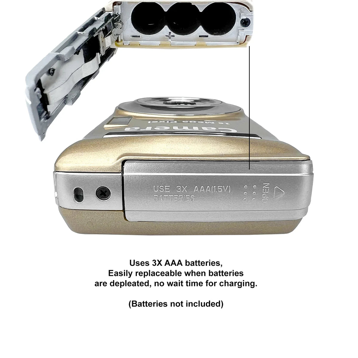 Acuvar 16MP Megapixel Compact Digital Photo and Video Camera with 2.4" LCD Sizecreen, Mic Input and USizeB Media Transfer (Gold)