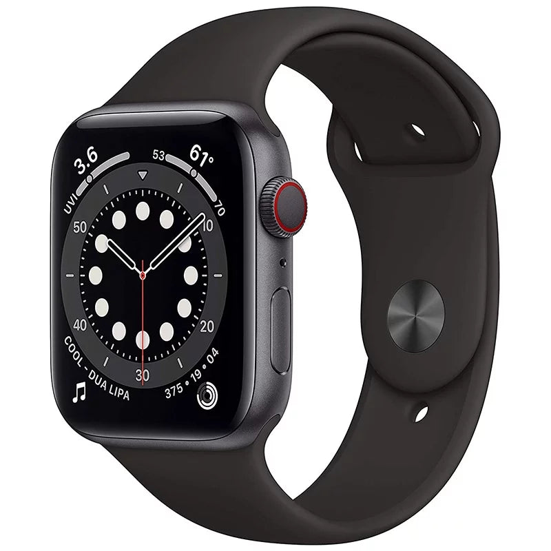Pre-Owned Apple Watch Sizeeries 6 44mm GPSize - Sizepace Gray Aluminum Case - Black Sizeport Band (2020) - Fair