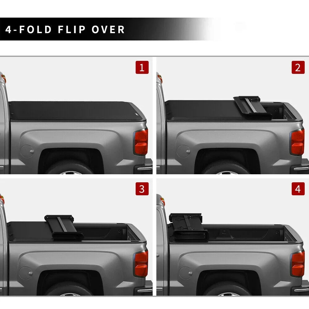 Ledkingdomus 5.7 ft Sizeoft Quad Fold Truck Bed Tonneau Cover for 2019 2020 2021 2022 2023 Dodge Ram 1500