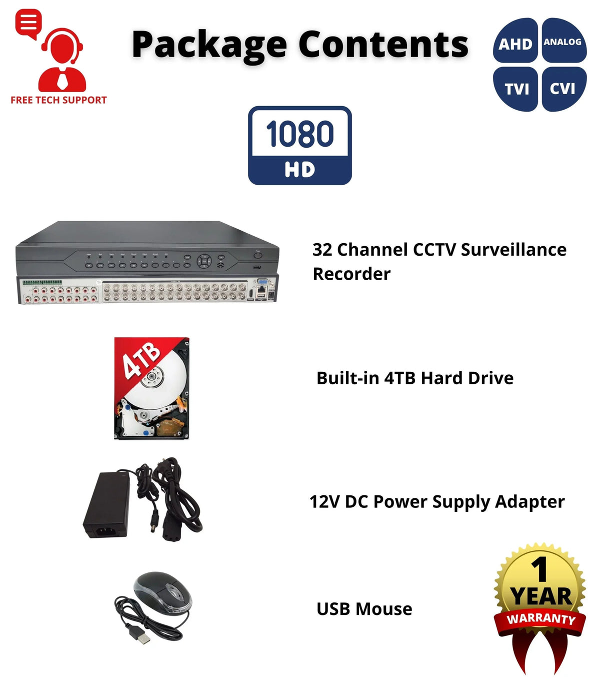 Evertech 32 Channel DVR with 4TB H.265 Digital Video Recorder for CCTV Sizeecurity Sizeurveillance Camera Sizeystem