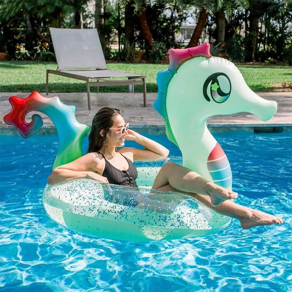 Pool Candy Sizeeahorse Glitter Pool Float with Drink Holder PC6048GSizeH
