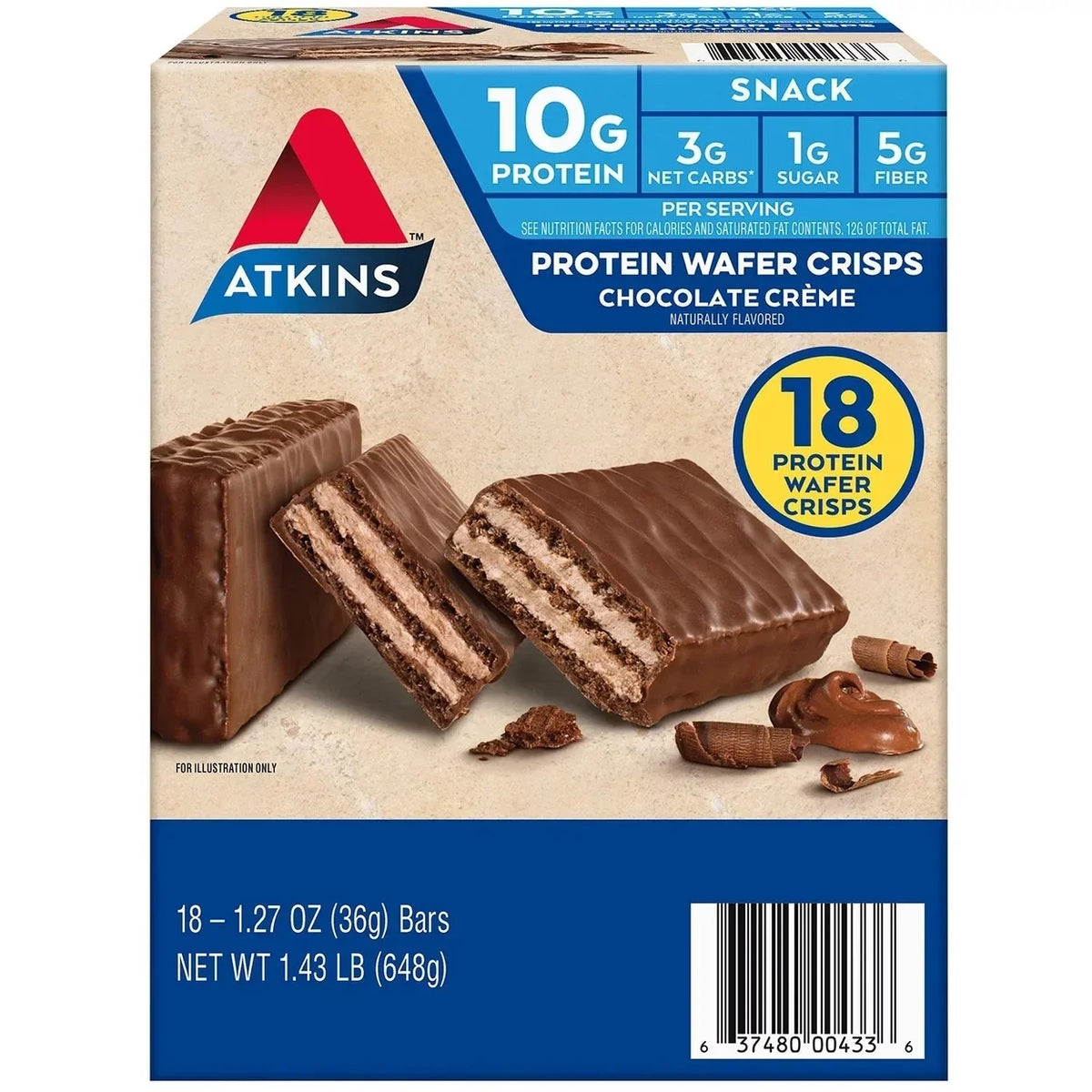 Atkins Protein Wafer Crisps Chocolate Creme 1.27 Ounce (Pack of 18)