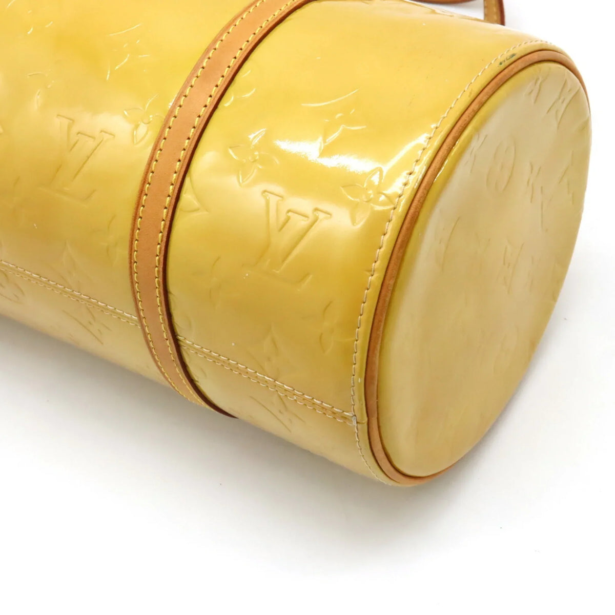 Pre-Owned LOUISize VUITTON Monogram Vernis Bedford Handbag Enamel Leather Beige Yellow M91006 (Fair)