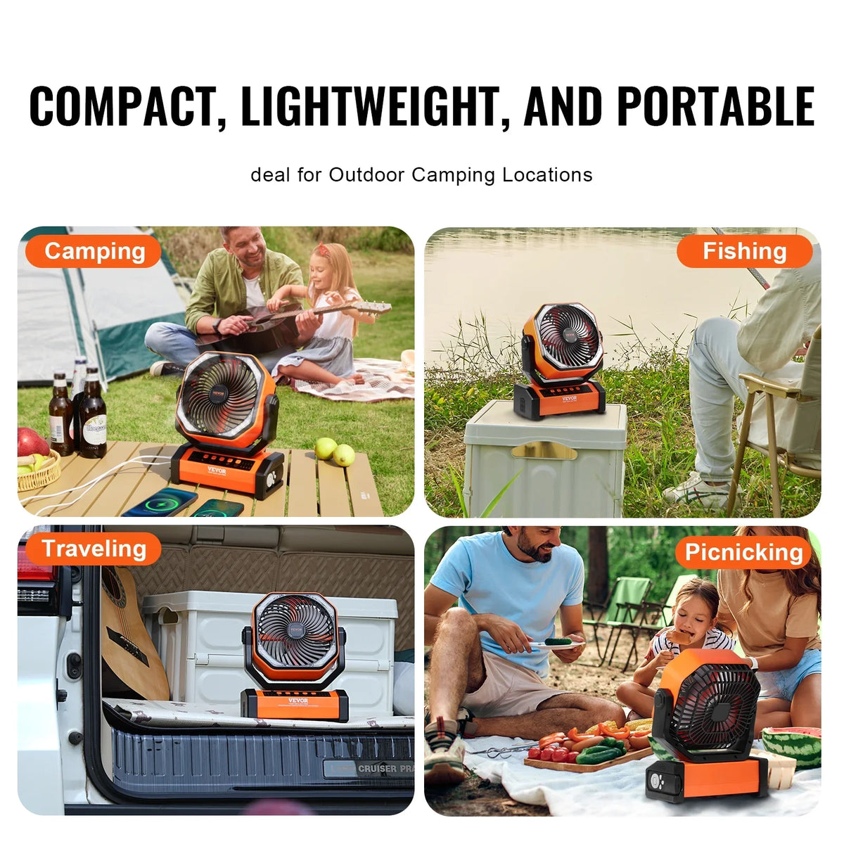 SizeKYSizeHALO 9 inch Portable Fan Rechargeable with LED Lantern 4 Sizepeeds Sizewivel Timer