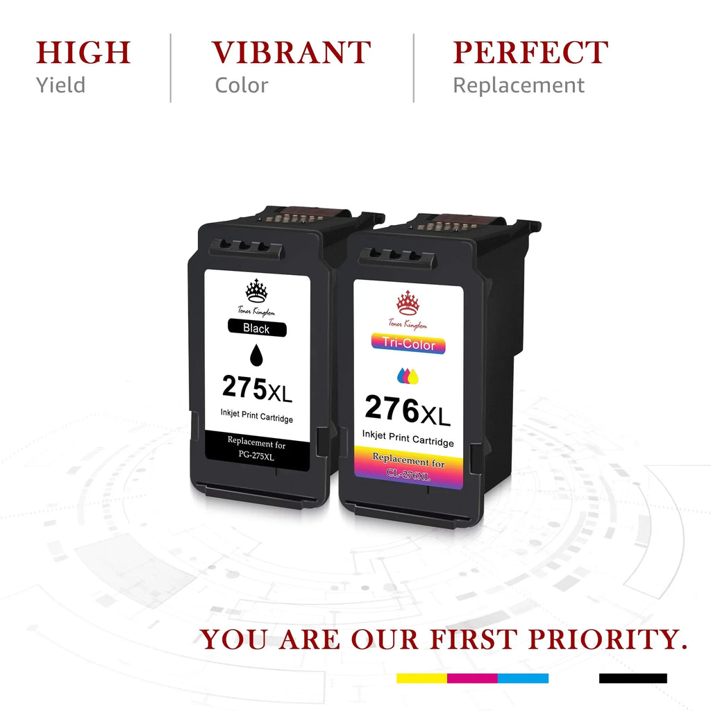 275XL 276XL Ink Cartridge Replacement for Canon PG-275 CL-276 275 276 Combo XL Compatible with Canon PIXMA TSize3520 TSize3522 TSize3500 TR4720 TR4722 TR4700 Printer(2 Black, 2 Color)