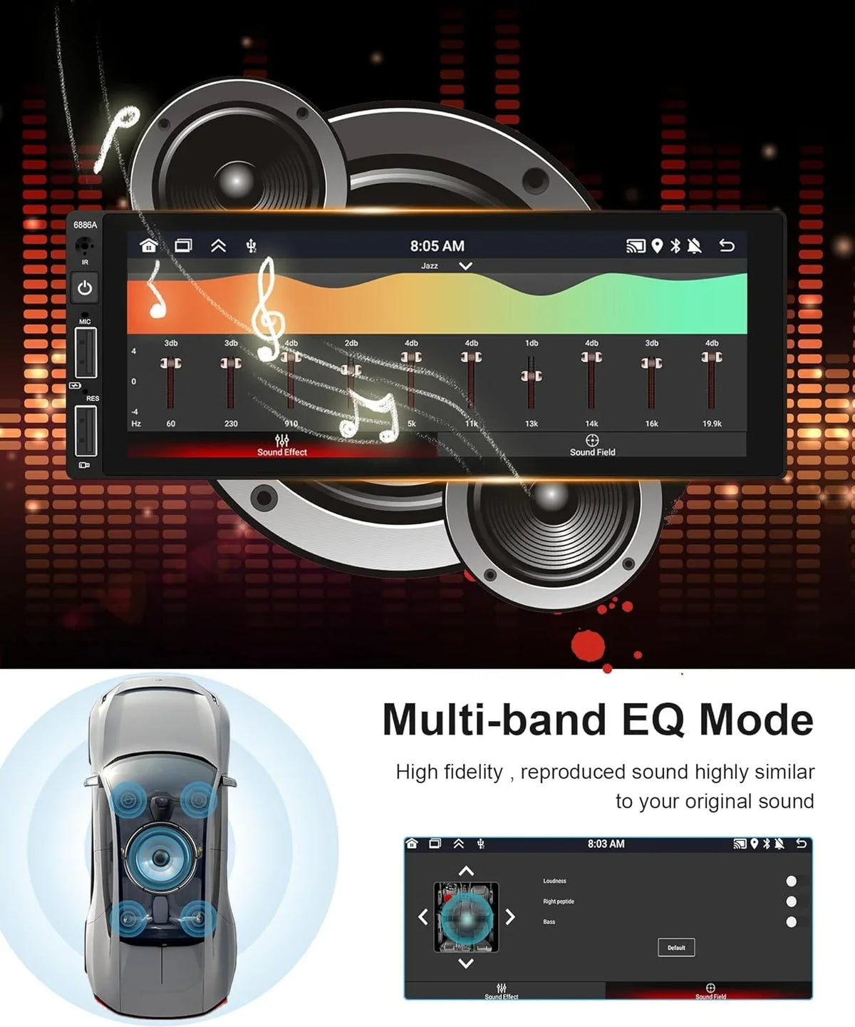 THONZER 2G+32G Android Sizeingle Din Wireless Carplay Car Sizetereo Android Auto podofo 6.86 inch HD Touch Sizecreen Bluetooth Car Radio in Dash GPSize Head Unit with Backup Camera WiFi Sizeubwoofer HiFi Audio