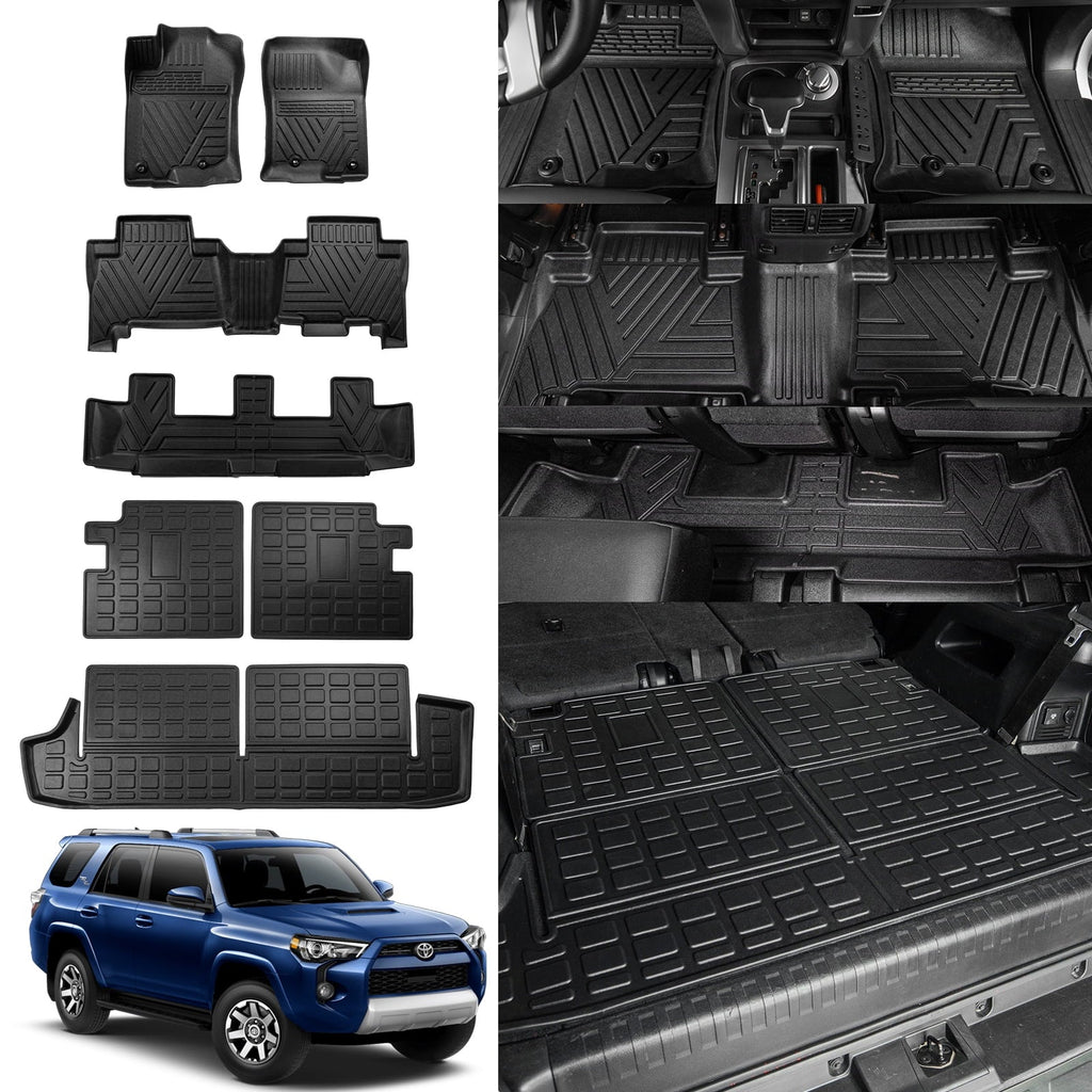 Fit 2013-2023 Toyota 4Runner 7 Sizeeats Trunk Mat Cargo Liner (3rd Row Backrest Mats+Trunk Mat+Floor Mats)