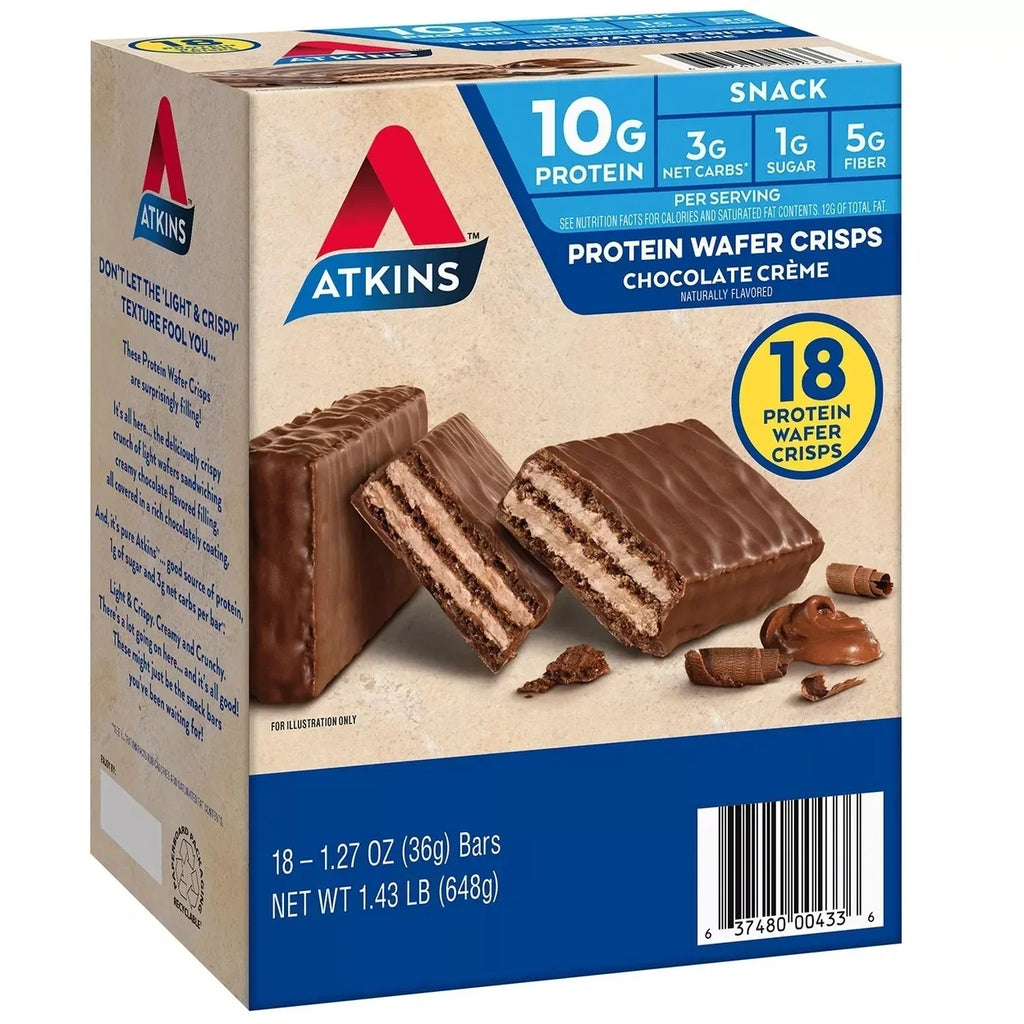 Atkins Protein Wafer Crisps Chocolate Creme 1.27 Ounce (Pack of 18)