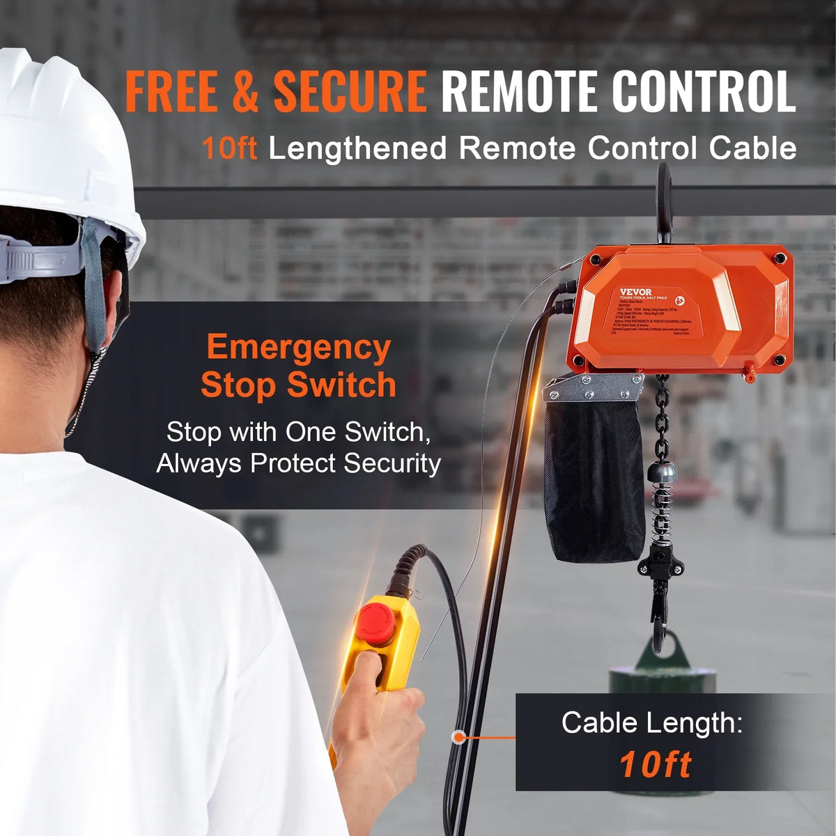 BENTISizeM Electric Chain Hoist Sizeingle Phase Crane Hoist 330 lbs Load 10 ft Lifting