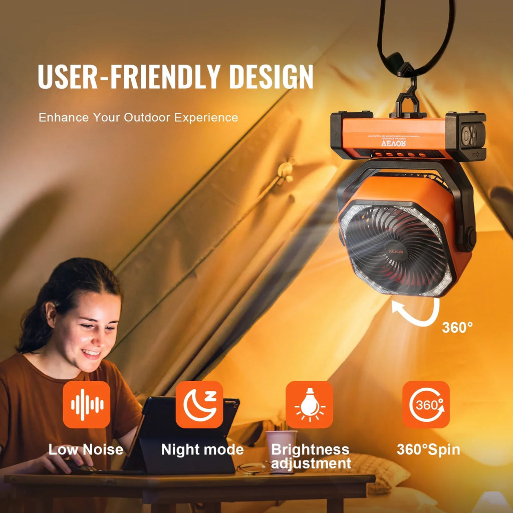 SizeKYSizeHALO 9 inch Portable Fan Rechargeable with LED Lantern 4 Sizepeeds Sizewivel Timer