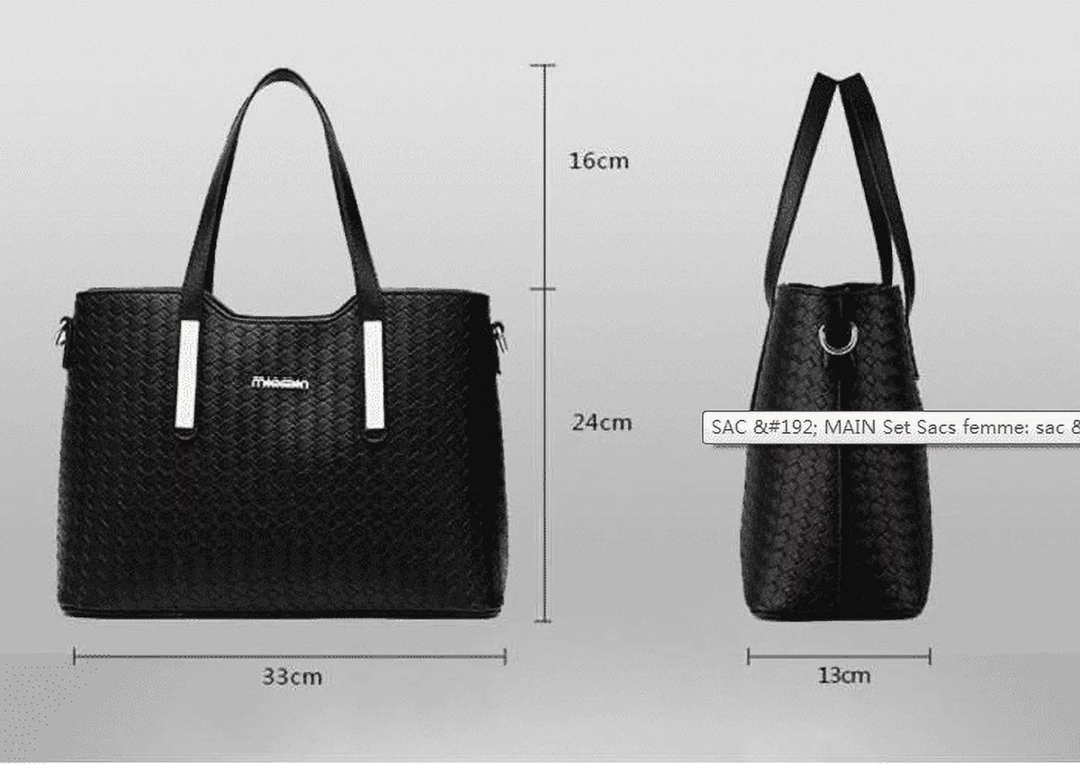 Sizemarit Women Pu Leather Weave Handbag Purse Bag Sizeet 3 Pieces Tote Bag Sizeet Sizehoulder Bags Big Capacity