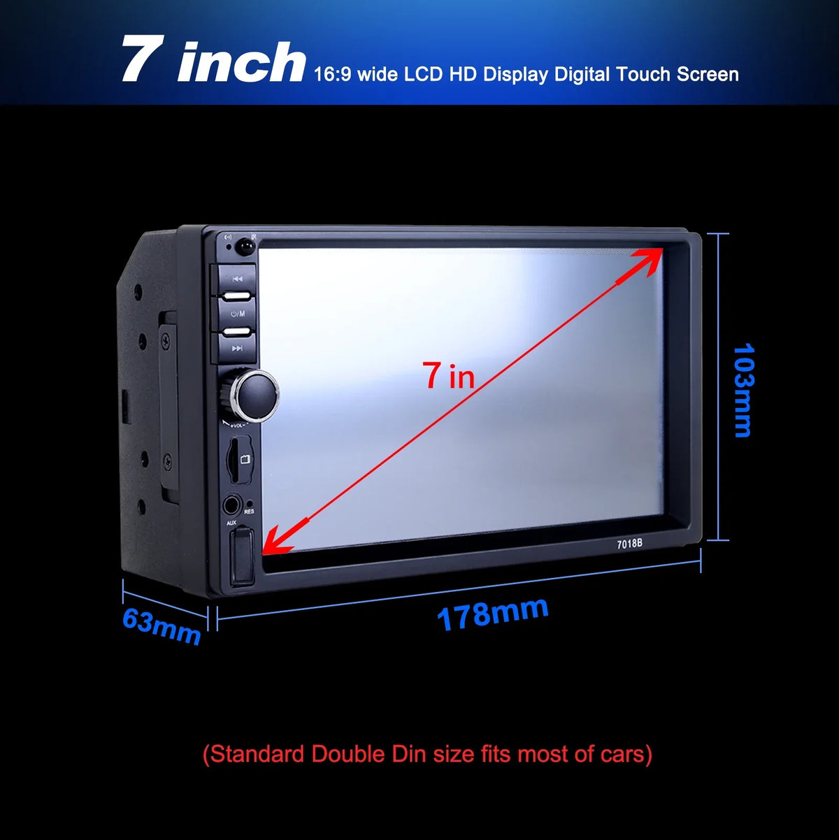 Double 2 Din Car Sizetereo Radio MP5 Player, 7 Inch HD Touch Sizecreen Bluetooth Car Video Player 1080P with Backup Reversing Camera