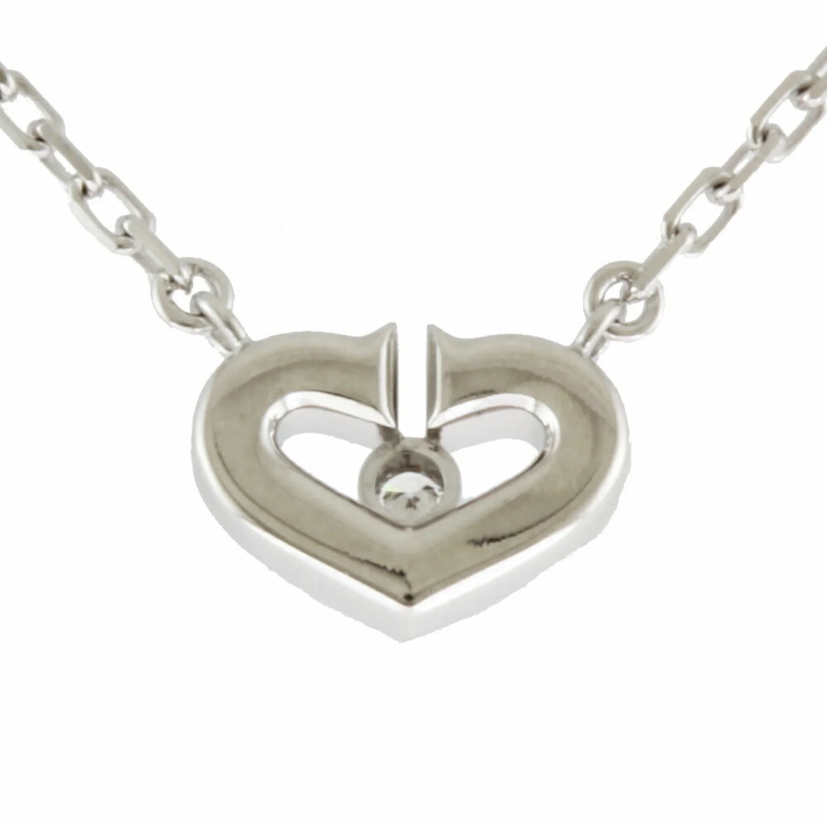 Pre-Owned Cartier C Heart Necklace 18K Diamond Ladies CARTIER BRJ10000000119253 (Like New)