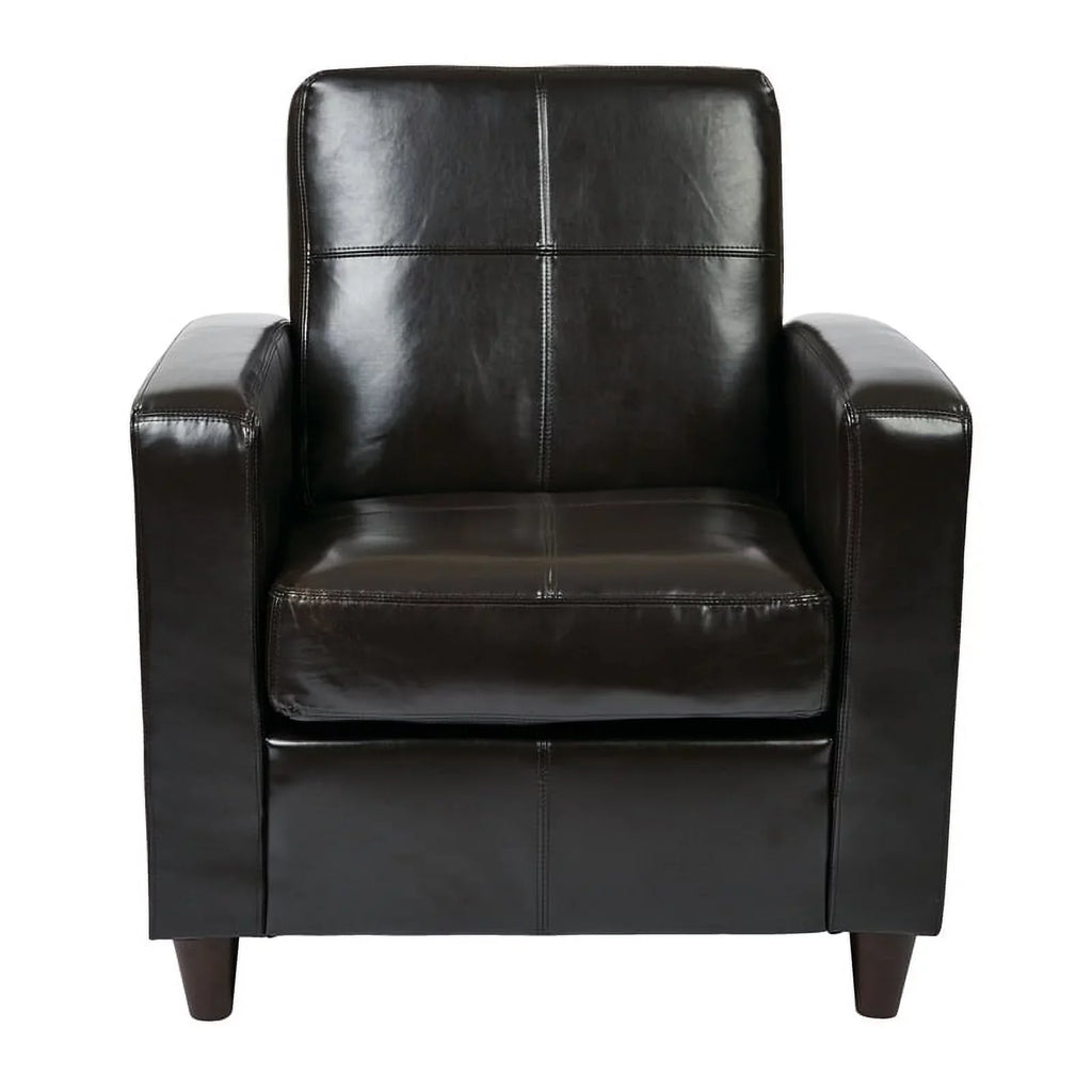 Atlin Designs 18'' Transitional Faux Leather Upholstered Club Chair in Espresso