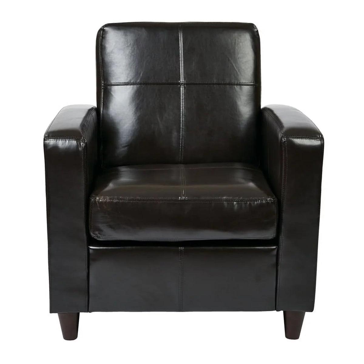 Atlin Designs 18'' Transitional Faux Leather Upholstered Club Chair in Espresso