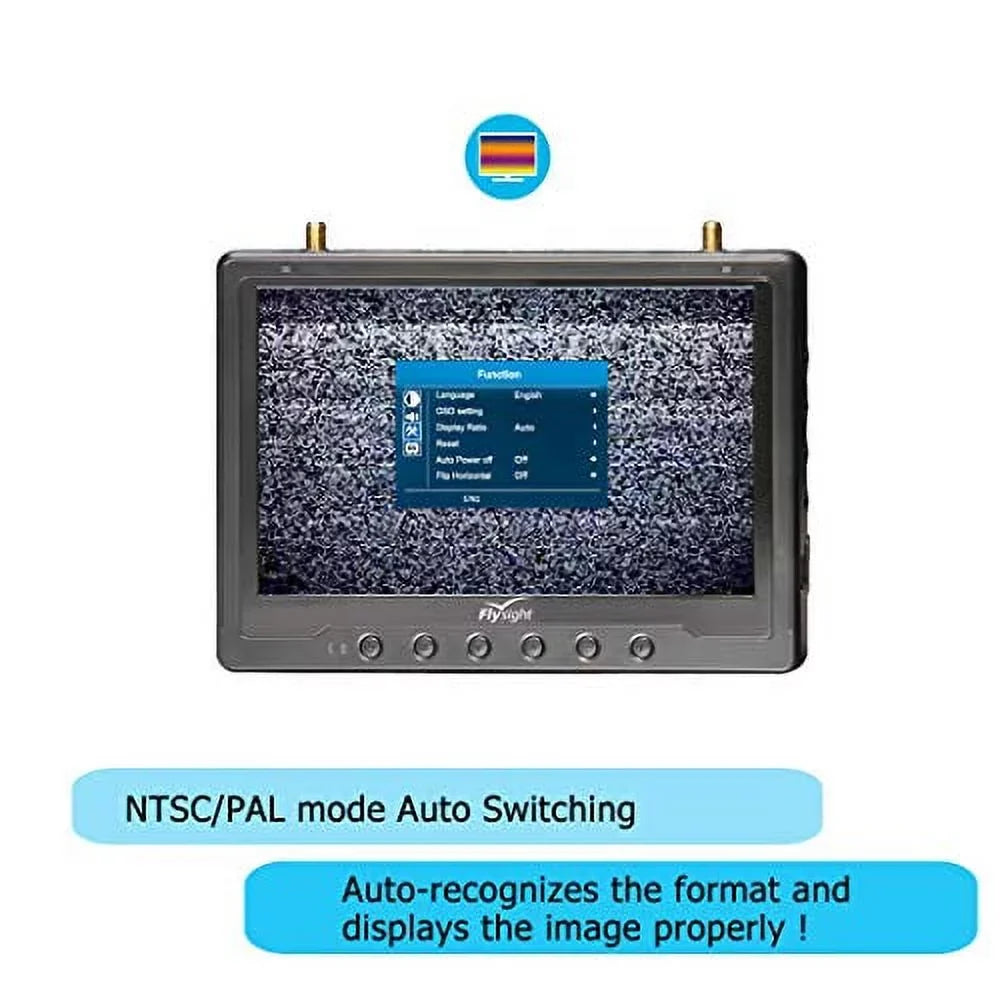 BLACK PEARL 5.8Ghz FPV Monitor Flysight RC801 FPV Diversity Monitor7 Inch FPV Ground Monitor with DVR and HDMI Perfect FPV Performance Monitor for DJI Phantom Drone Inspire (RC801DSizeMA)
