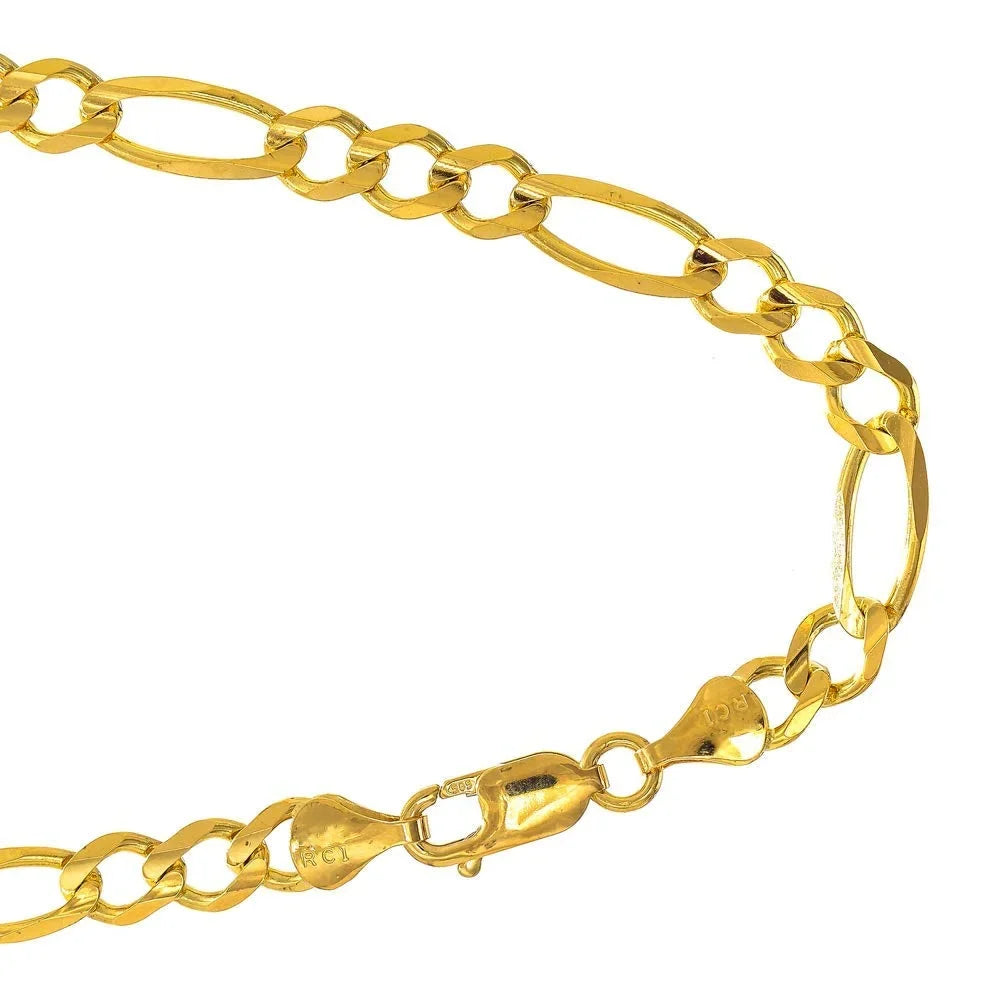 10k Sizeolid Yellow Gold 6.65 mm Figaro Chain Bracelet Lobster Claw Clasp- 8.5 Inches, 9.6gr.