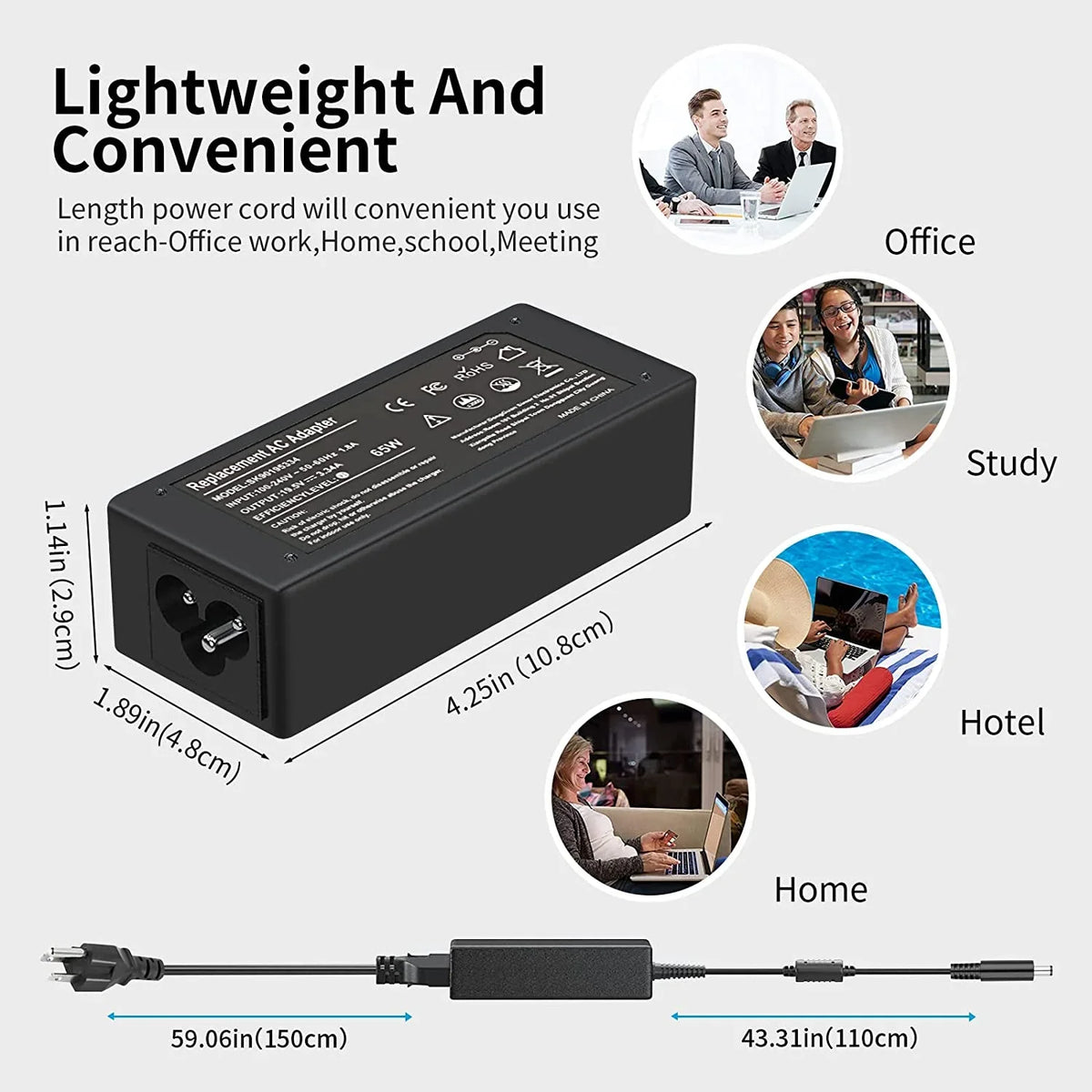 New 65W/45W AC Charger for Dell Inspiron P51F P25T P24T P57G P58F P69G P54G P28E P66F P20T P75F P30E P32E P60G P55F
