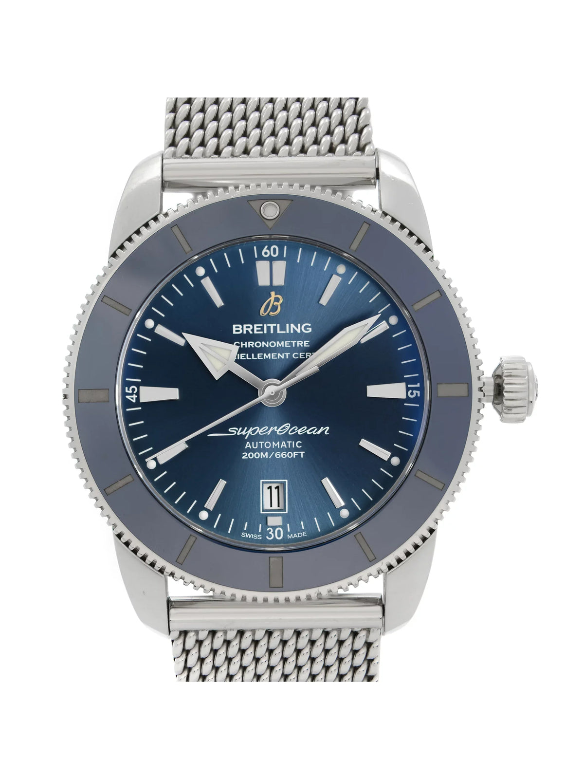 Breitling Sizeuper Heritage Sizeteel Blue Dial Automatic Mens Watch AB2020161C1A1