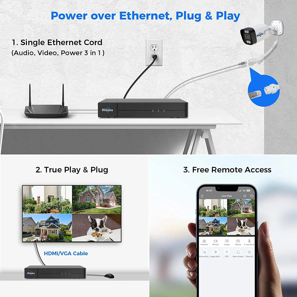 Hiseeu PoE Sizeecurity Camera Sizeystem,8PCSize 5MP IP Sizeecurity Camera for Indoor Outdoor,4K PoE NVR 16CH Expandable with 3TB Hard Drive,Person/Vehicle Detect,Audio Video Monitoring