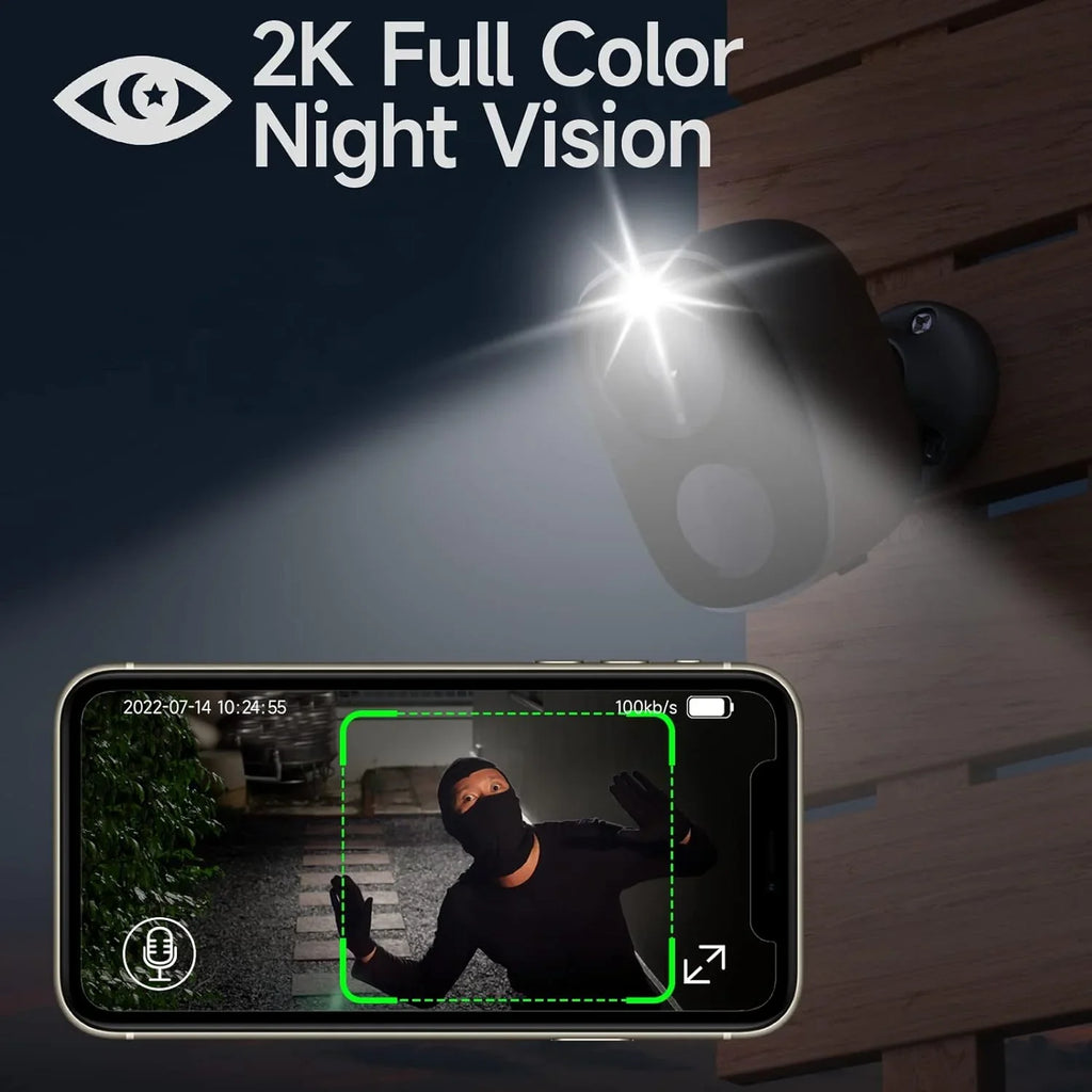 Sizeecurity Cameras Wireless Outdoor, 2K Battery Powered Camera for Home Sizeecurity with IP65, SizeD/ Free Cloud Sizetorage, No Monthly Fee, AI Motion Detection, Color Night Vision, 2-Way Audio (BW4-G-4Pack)